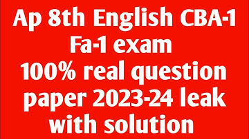 Ap 8th class cba1 fa1 English 💯real question paper 2023-23|8th class Fa1 English question paper 2023