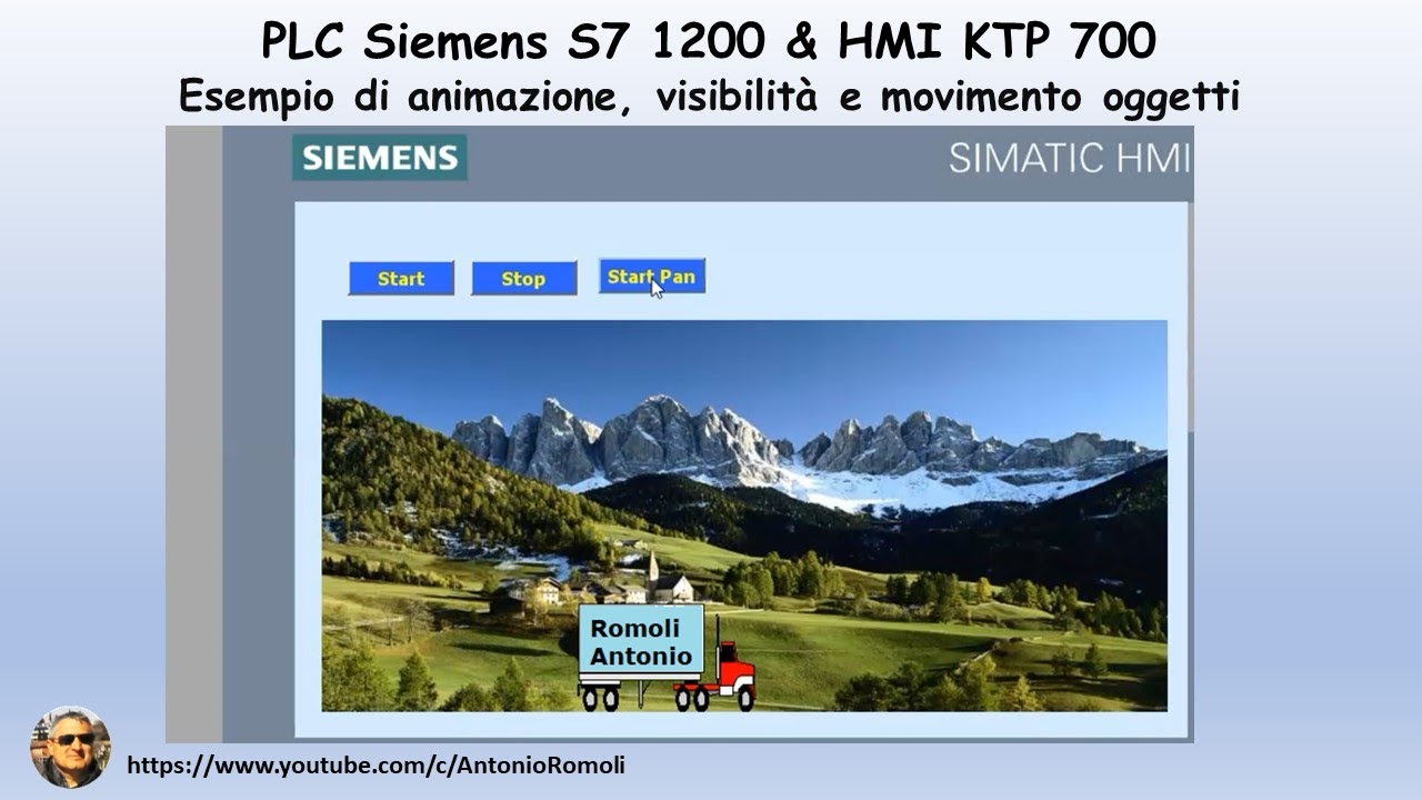 TIA PORTAL HMI KTP 700 semplice esempio di animazione, visibilità e movimento oggetti