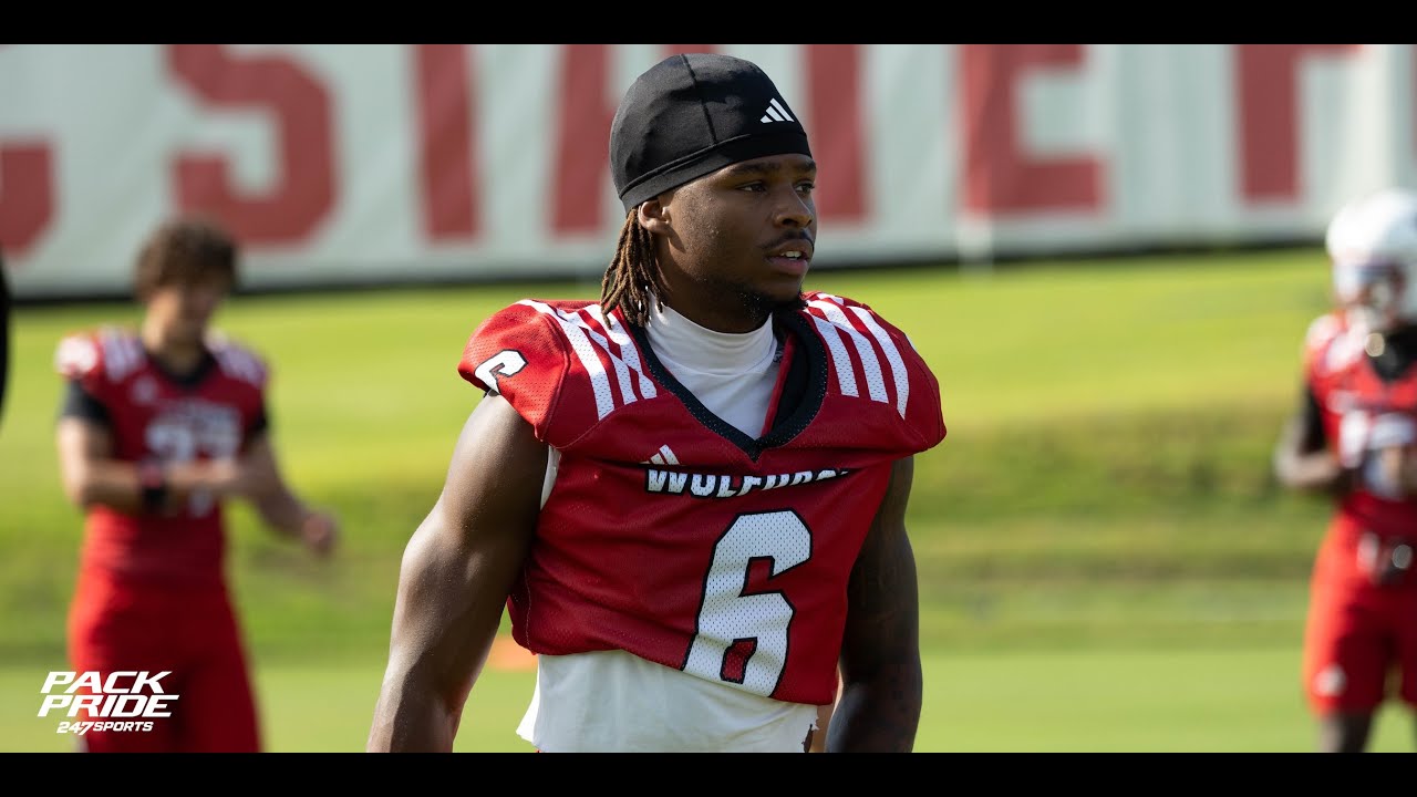 NC State WR Wesley Grimes meets with the media during fall camp