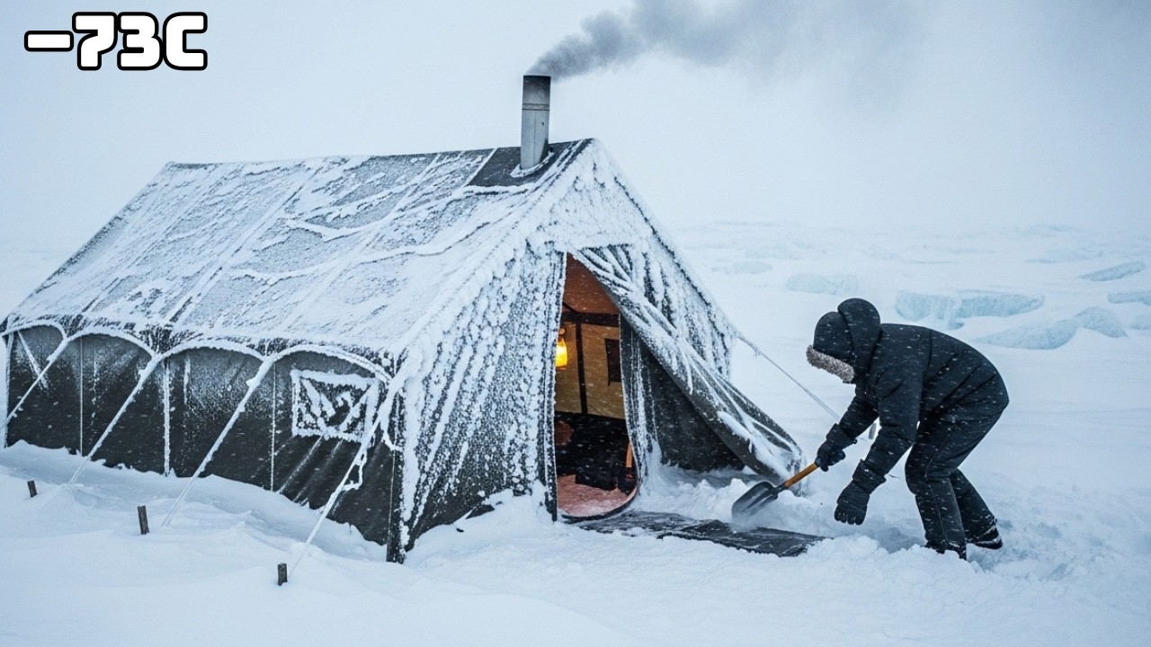 −73°C Arctic Cold Trial | Extreme Hot Tent Camping