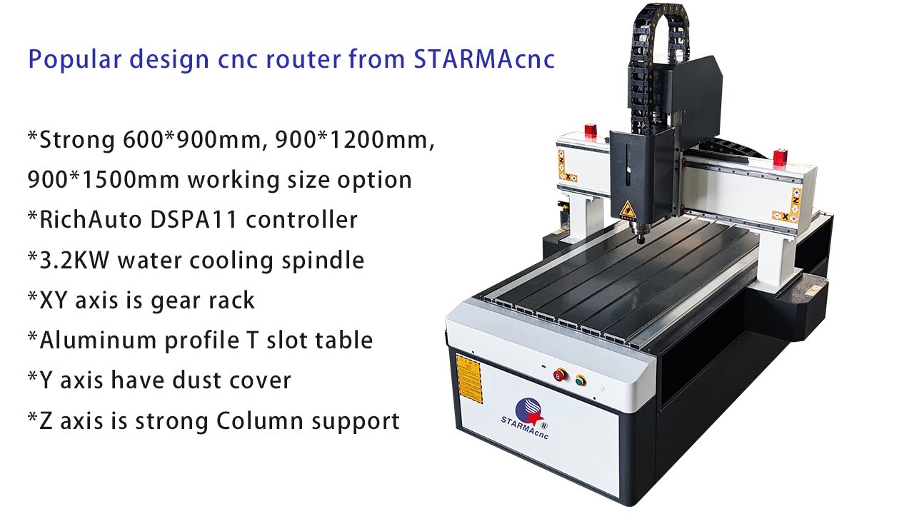 Starma popular design cnc router machine 6090 6012 9012 9015 with gear rack and DSP