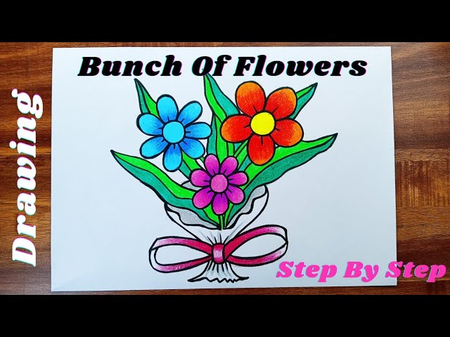 Lily flower drawing for kids Royalty Free Vector Image