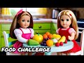 Doll sisters food challenge! Play Toys healthy vs unhealthy food