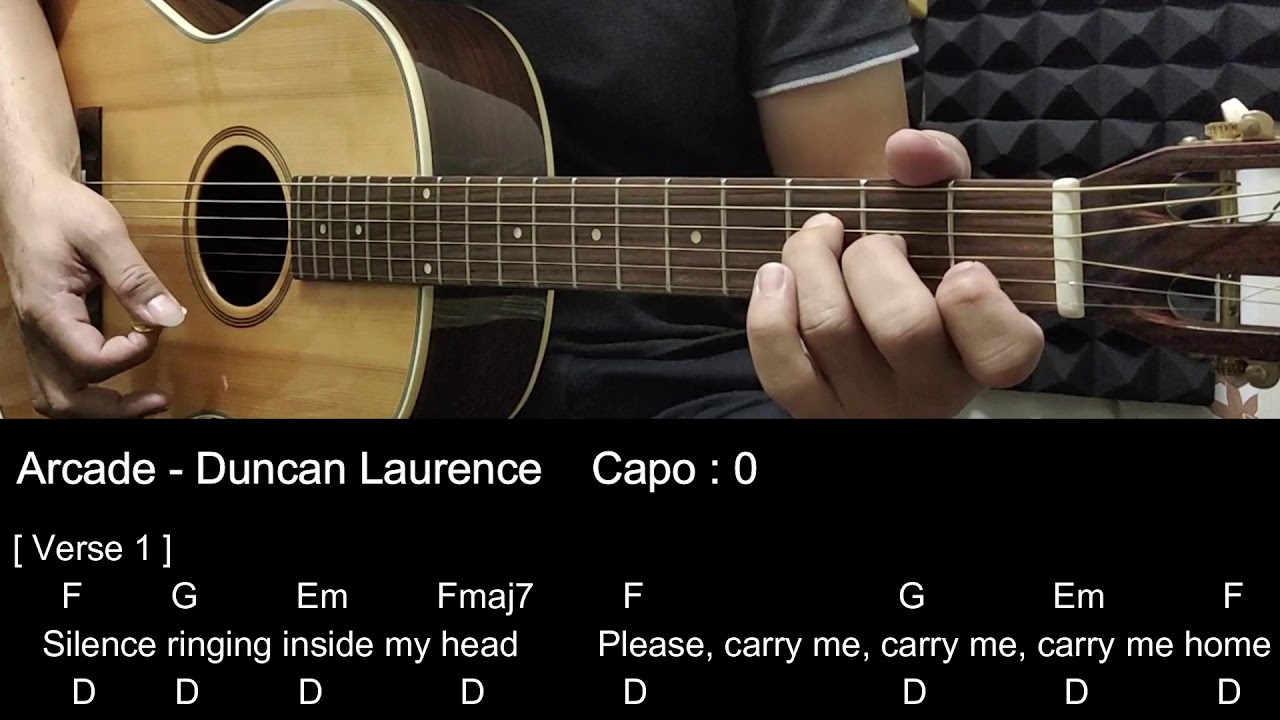 Arcade - Duncan Laurence - Guitar Tutorial cover with Chords / Lyrics -  YouTube
