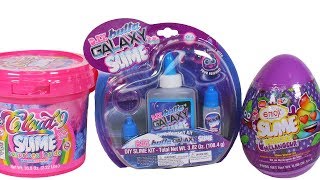 DIY Slime Kits Cloud 9 Slime, Emoji Slime and Galaxy Slime Unboxing Toy Review