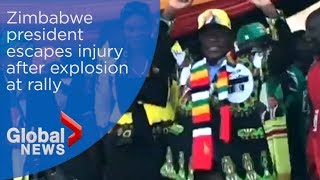 Zimbabwe president escapes injury after explosion at rally