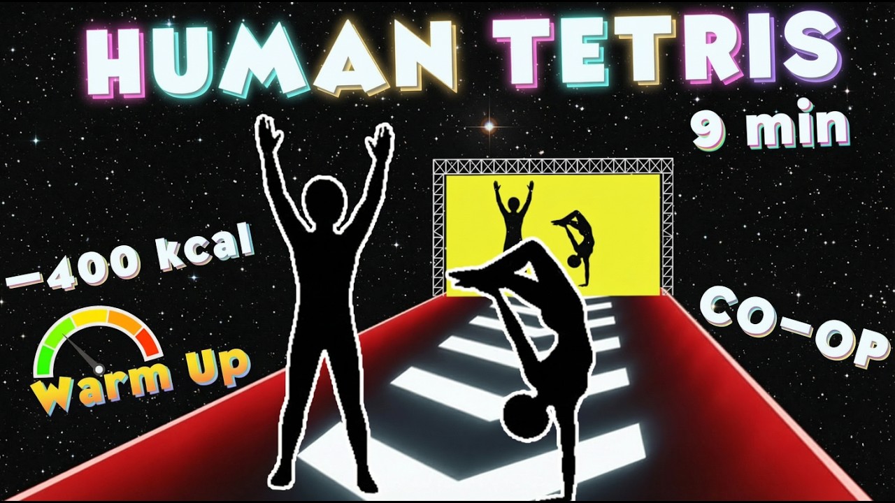9 MIN HUMAN TETRIS х 2 Player Co-op 👯‍♂️–400 kcal | Immersive Interactive Warm Up | Full Version #19