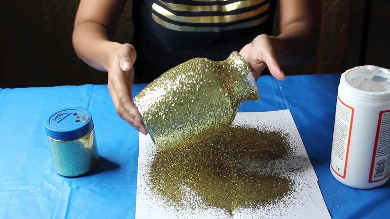 DIY Dollar Tree Glitter vase YouTube