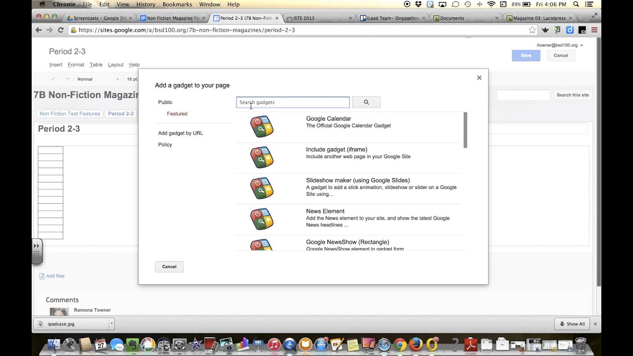Insert embed code gadget into Google sites - YouTube