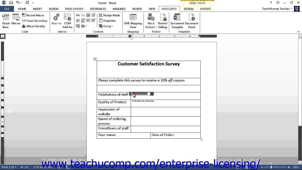 Microsoft Office Word 21 Tutorial Creating Forms 21.21 Employee Group  Training Regarding Creating Word Templates 2013