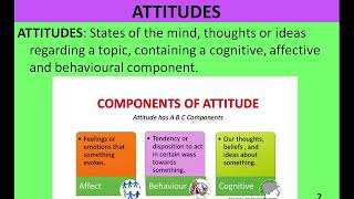 NATURE & COMPONENTS OF ATTITUDES