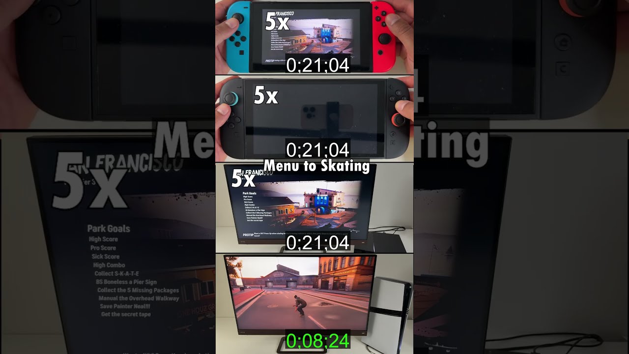 Nintendo Switch 1 Vs 2 PS4 PS5 Pro Loading Times With Tony Hawks Skater 3 4