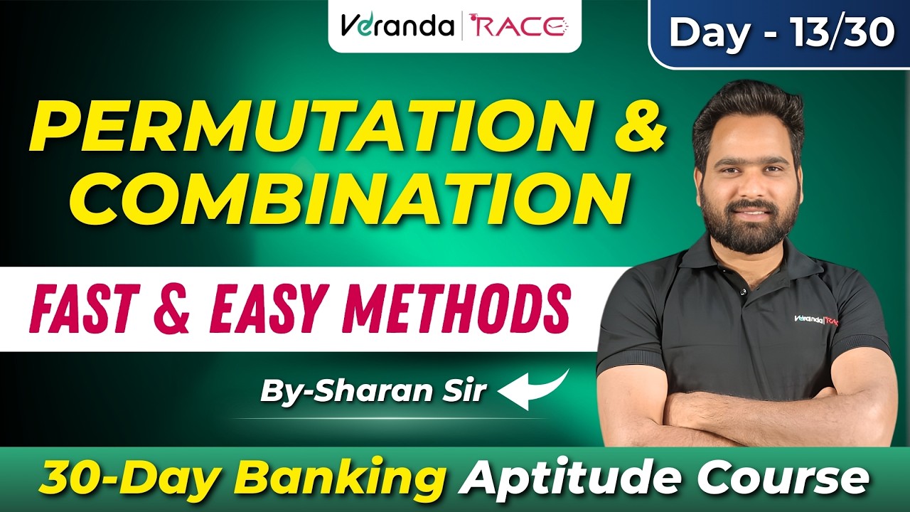 Permutation & Combination – Fast & Easy Methods | Day-13 | Banking Aptitude | Sharan Sir