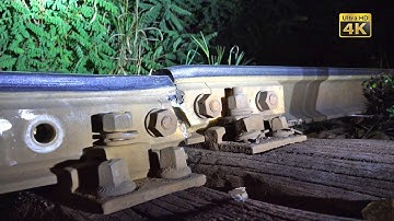 Bad rail joints - rotten rail sleepers - jumping track ballast - recognizable sound of trains [4K]