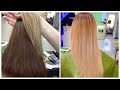 How to remove dark hair color Обесцвечивание каштановых волос. Растяжка цвета - карамельный оттенок