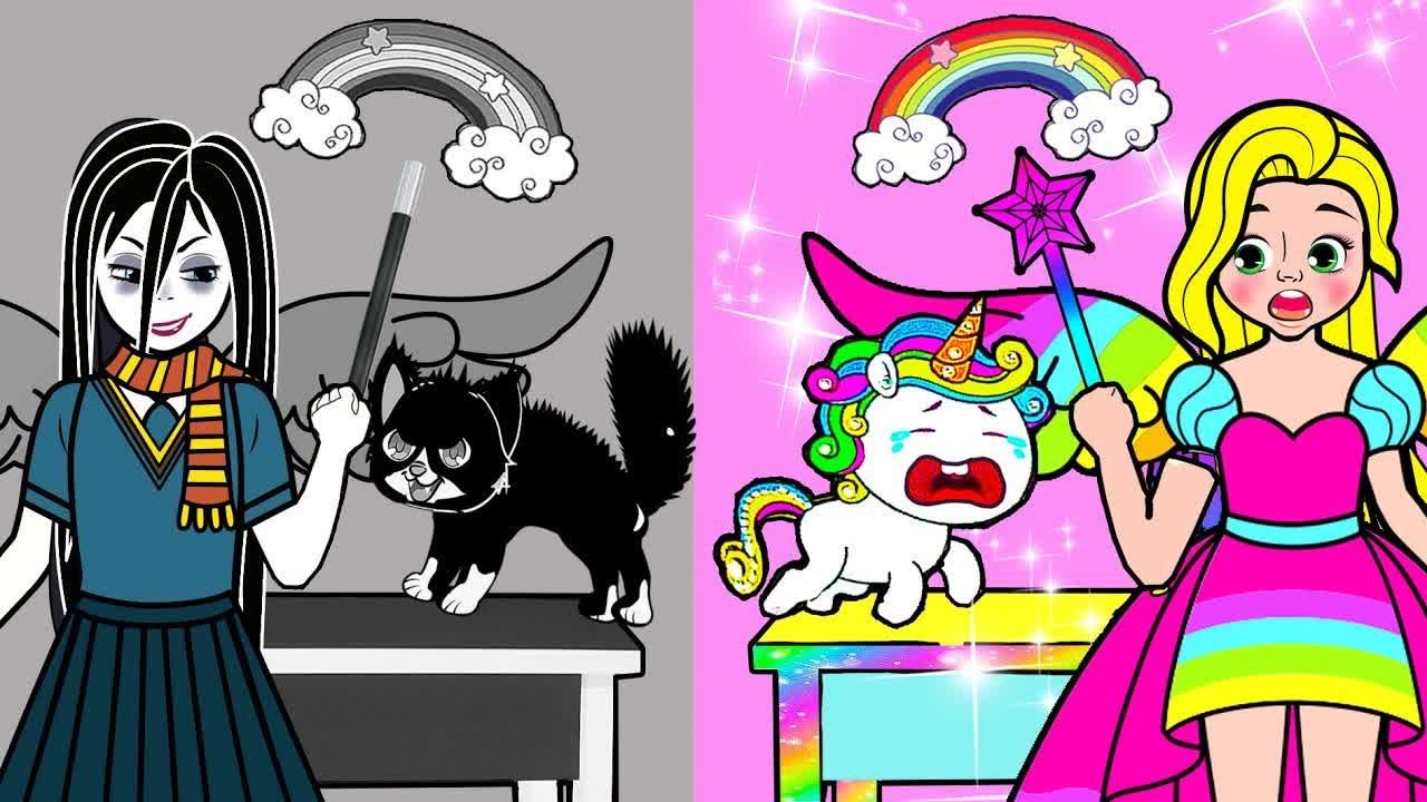 Paper Dolls Dress Up Rainbow Rapunzel & Sadako Magic Princess Dress