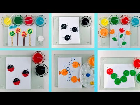 Cotton pad Crafts for Kids | Cotton Pad Trees🌳Tulips🌷Fish🐠Spider🕷Ladybug🐞| Cotton rounds craft