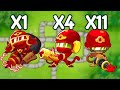 Btd6 1x ray of doom vs 4x plasma accelerators vs 11x laser cannons