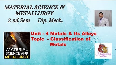 MSM Unit - 4 Metals & Its Alloys Topic - Classification of metals By P. N. Chhaniyara