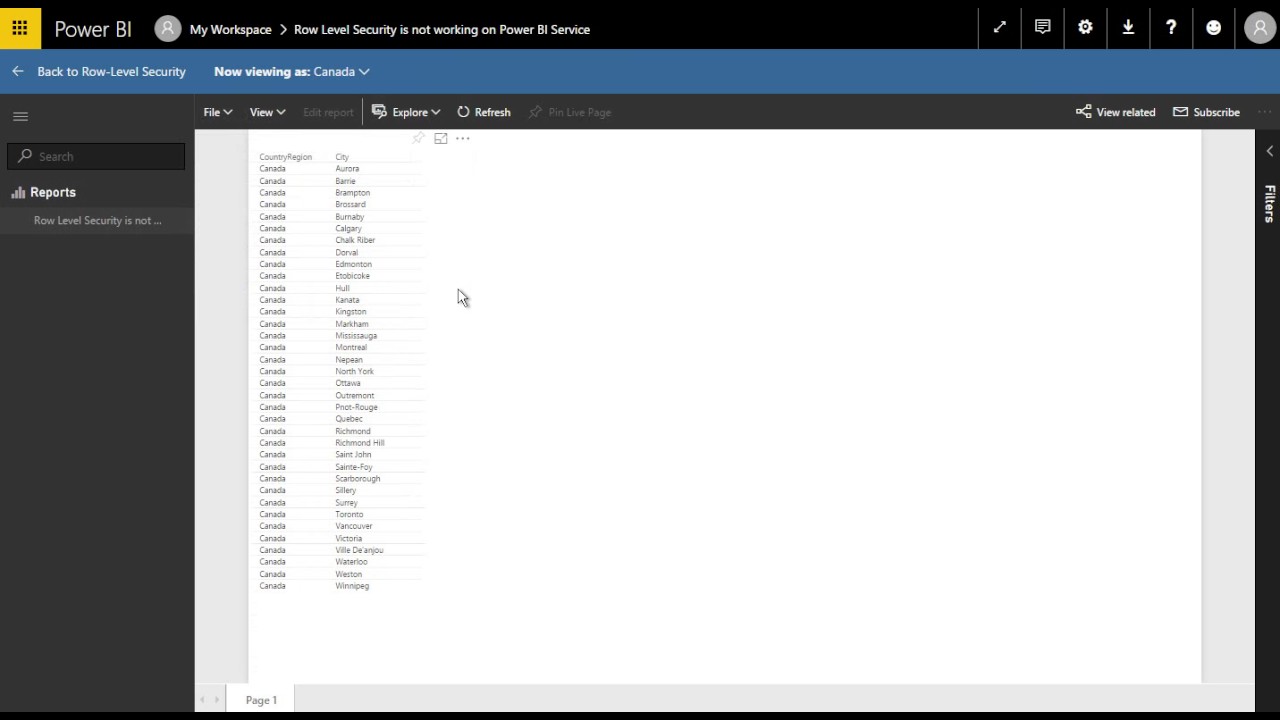 Row Level Security is not working on Power BI Service - YouTube