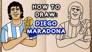 How to draw and colour! DIEGO MARADONA (step by step drawing tutorial)