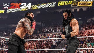 WWE 2K24 - Roman Reigns vs. The Tribal Chief - No Holds Barred Match: Fastlane - | [4K60]