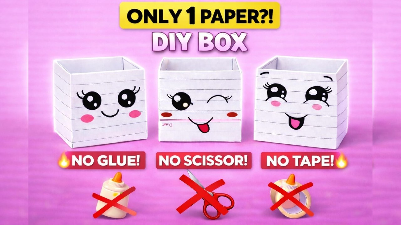 Easy DIY Paper Box Tutorial | No Glue No Scissor No Tape | Origami Box