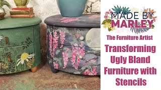 Transforming ugly bland furniture with stencils