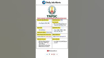 TNPSC Group 4 Recruitment 2025 | New Vacancy 2025 | Daily Job Alerts #shorts