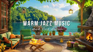 Фото Relaxing Piano Jazz Music At Cozy Spring Lakeside Porch Ambience ☕ Warm Jazz Music For Strees Relief
