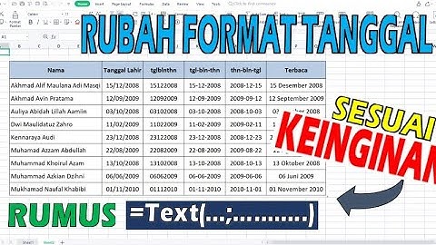 Merubah Format Tanggal Lahir pada Excel