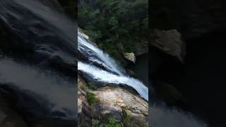 Wait for the Brutal splash 😅 #waterfall #travel #drone #travel #shortsvideo #fpv #brindahawaterfal