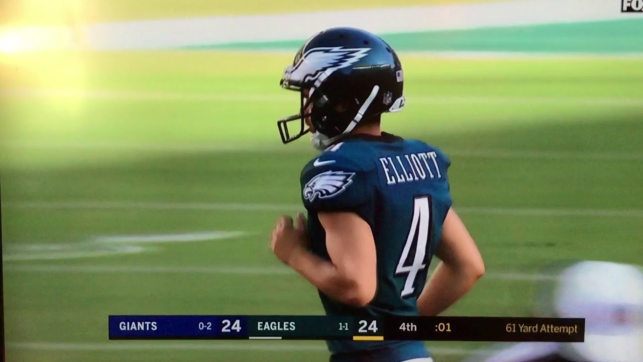 Eagles 61 yard field goal kick YouTube