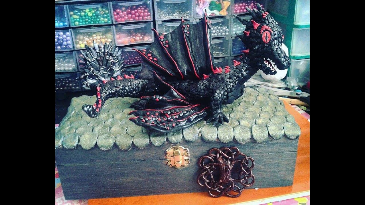 Polymer clay Dragon wood box Speed Modeling
