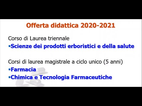 Presentazione Lauree Triennali e Magistrali a ciclo unico in Farmacia