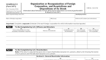 Form 5471, Sched. O, Org. or Reorg. of Foreign Corp., and Acquisitions & Dispositions of its Stock