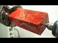 Woodturning - Blood red wood for making fountain pens