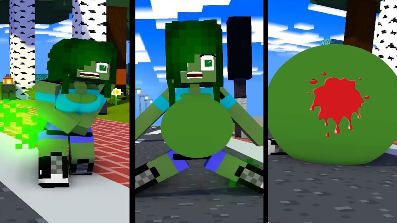 Minecraft HELP Herobrine Farting Zombie Girl (Bones - Imagine Dragons) | Minecraft Mix 