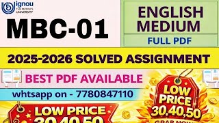 MBC 01 Solved Assignment 2025-2026 | Latest IGNOU Assignment Solution WhatsApp us on 7780847110