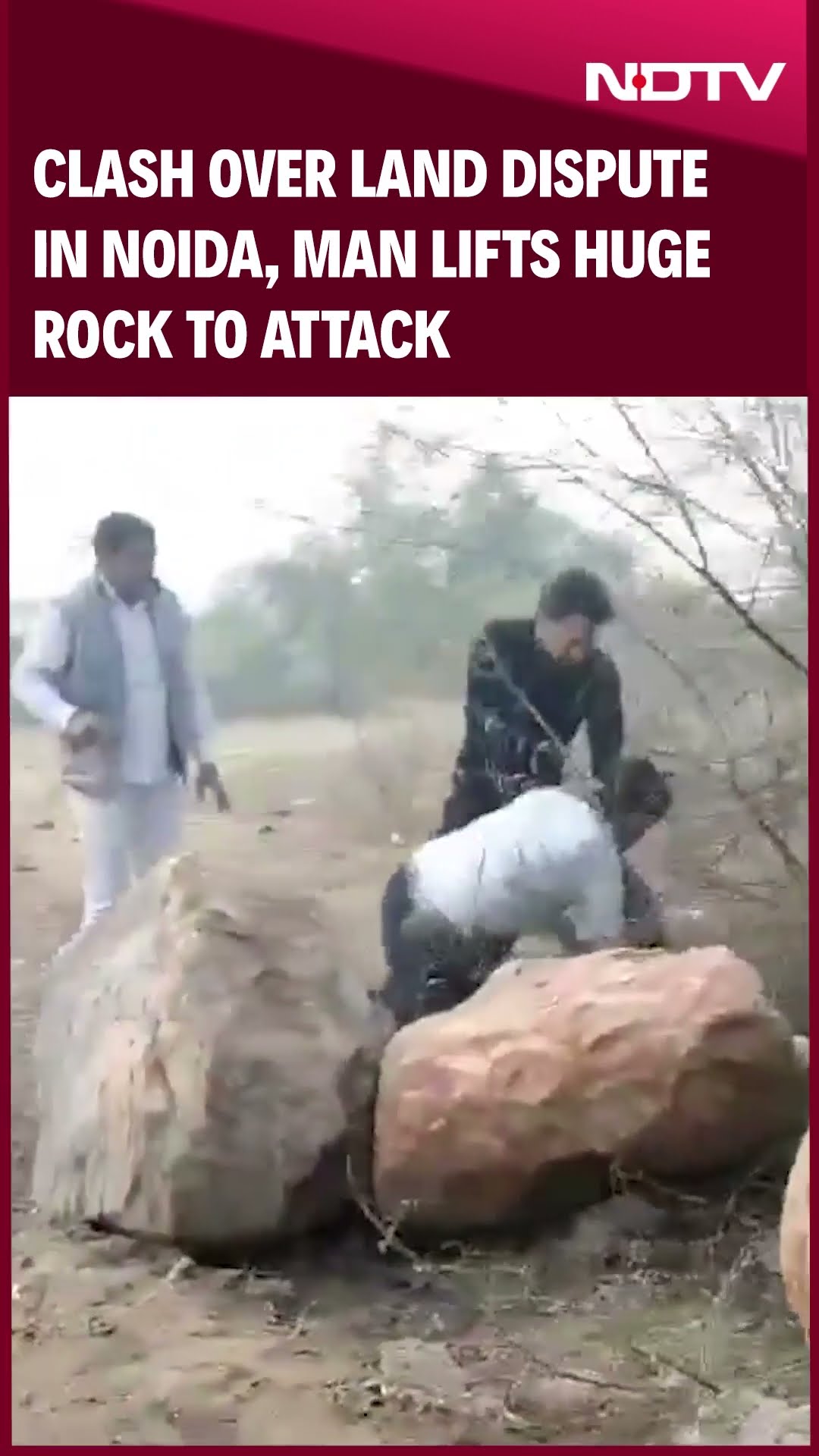 Noida News | Clash Over Land Dispute In Noida, Man Lifts Huge Rock To Attack