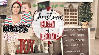 NEW✨CHRISTMAS CLEAN \& DECORATE WITH ME 2019🎄| FARMHOUSE | VLOGMAS DAY 5