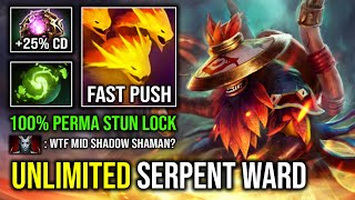 UNLIMITED SERPENT WARD 7.35 Solo Mid Shadow Shaman Level 30 Spammer EZ Fast Push Dota 2