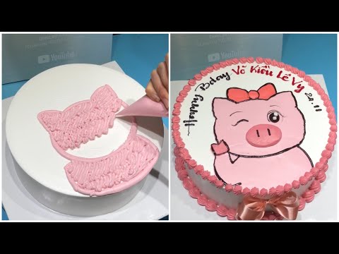 Làm bánh kem vẽ heo hồng xinh đẹp | how make cake pig beautiful | Foci