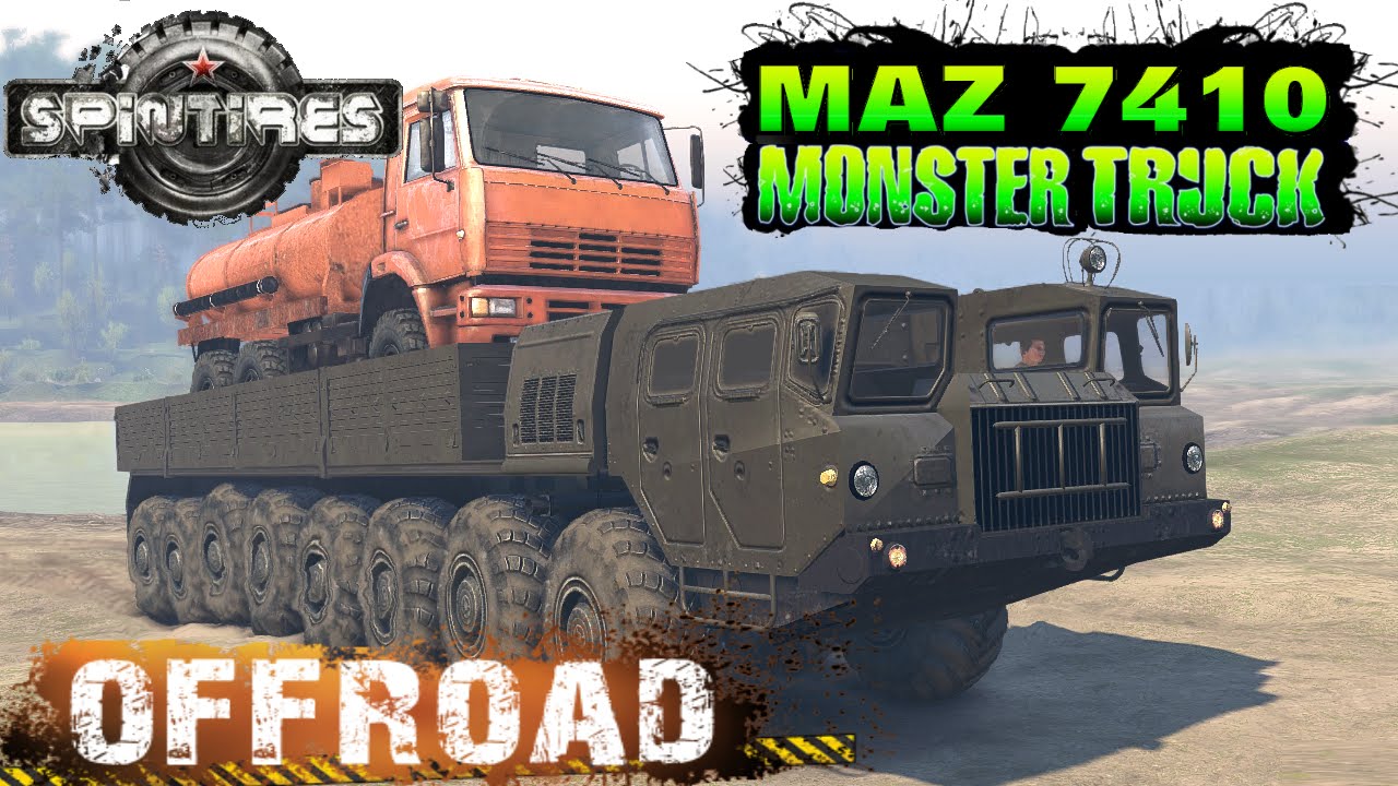 SPIN TIRES MAZ 7410 16X16 Monster Truck - YouTube