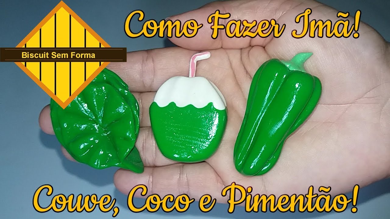 Como Fazer Biscuit #30 - Couve, Coco e Pimentão - Imã!