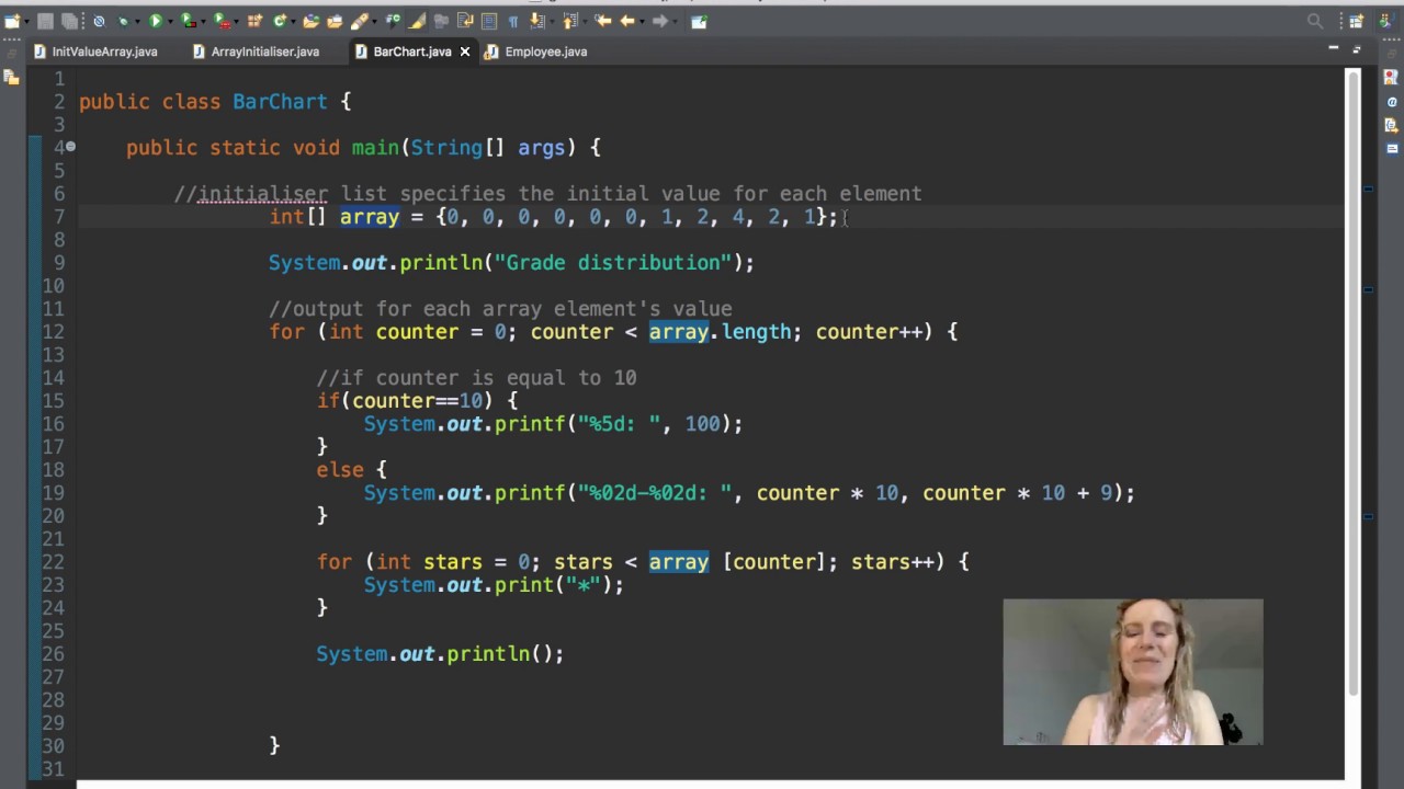 44) Summary of bar chart and how to sum an arrays values | Java with ...