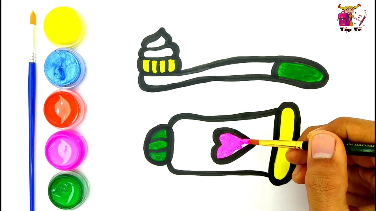 Vẽ Và Tô Màu Bàn Chải Đánh Răng | Draw And Color Toothbrush - Youtube