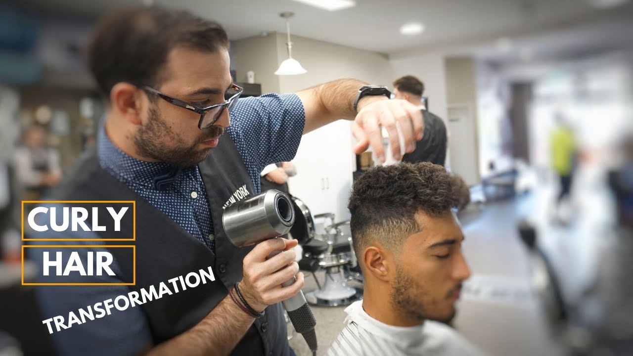 Curly Mens Haircut Transformation New York Barbers YouTube