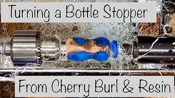 Woodturning  A Bottle Stopper From A Cherry Burl and Resin Hybrid Blank