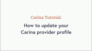 Carina Tutorial: How to Update your Carina Provider Profile